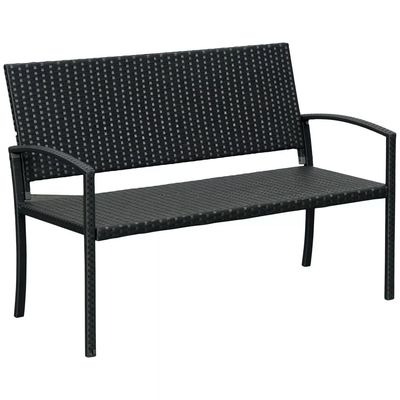 Outsunny Havebænk i Polyrattan - Sort (2-personers, Stålramme, 122x60x87cm)