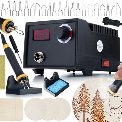 Rosfix 60W Pyroskopistation / Brændeovn med Display Rosfix Sort Fenix RBB60W + Svamp til loddespidser 50x35mm 1 stk.