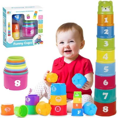 Lollanda Stacking Cup Toy – Baby Stacking Cup og Soft Blocks, Baby Stacking Games, Fokus på børns pædagogiske og interaktive læring Stacking Legetøj