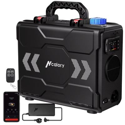 Toolbox 2S 8KW Dieselluftvärmare, 220-240V AC & 12/24V DC Parkeringsvärmare, Bluetooth-app, EU-adapter, 6L tank, Automatisk start/stopp, Plateau-läge