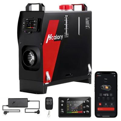 HBS1S 8KW 12V/24V Diesel Parkeringsvärmare Billuftvärmare med LCD-termostat, Bluetooth/fjärrkontroll, EU-kontakt