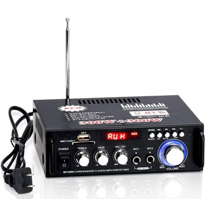 NÖRDIC Bluetooth 5.0 Stereoforsterker 2x40W AUX / USB / BT Lydforsterker med FM 2xMIC inngang