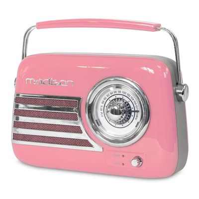 Madison retro radio med Bluetooth och FM (Rosa)
