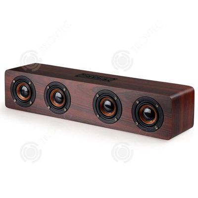 INN Stereo Bluetooth-högtalare i trä med fyra högtalare med kraftfull bas 12W snygg trådlös Bluetooth-högtalare