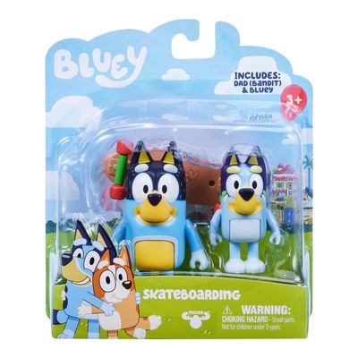Bluey Figurer 2-pack med tillbehör Skateboarding