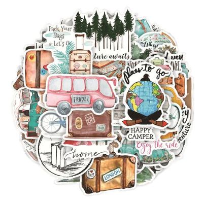 Klistremerker med reisemotiver - 50 stk
