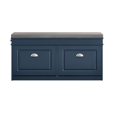 SoBuy Skoskab med bænk og 2 klapdøre – 104×24×52 cm | Pladsbesparende | Blå FSR64-B