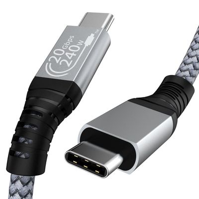 INF USB C-kabel, 240 W USB 3.2-kabel USB-C hannkabel 20 Gbps, Nylon Type C-ladekabel, kompatibel med MacBook Pro 16"