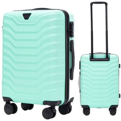 WINGS Lille Kabinekuffert i Solid ABS, 4 Hjul, Grøn, 38L