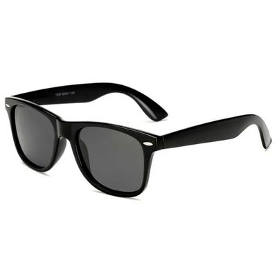 Retro wayfarer solbriller svart svart glass + senil ledning