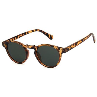 Leopard runde solbriller mørkt glas