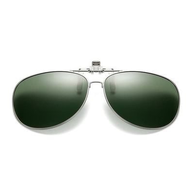 Flip Up Polarized Pilot Clip-On solbriller metallgrønn