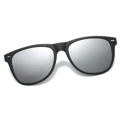 Polariserede Wayfarer Clip On Solbriller Flip Up Sølv spejllinser