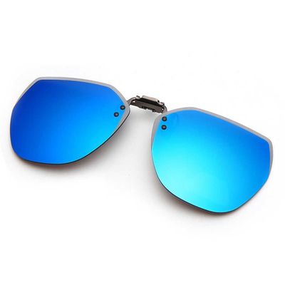 Flip-Up Clip-On solbriller Metal Mirrored Light Blue