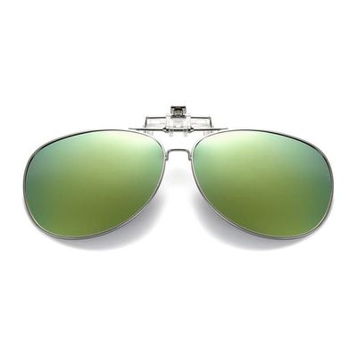 Flip Up Polarized Pilot Clip-On solbriller metall gull