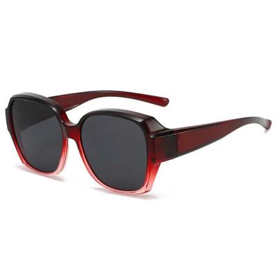 Polarized Suncovers Solbriller Over Briller Rød/Sort