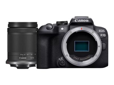 Canon EOS R10 - Digitalkamera - speilløst - 24.2 MP - APS-C - 4K / 60 fps - 8.3optisk x-zoom RF-S 18-150 mm F3.5-6.3 IS STM linse - Wi-Fi, Bluetooth