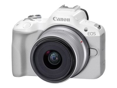 Canon EOS R50 - Digitalkamera - speilløst - 24.2 MP - APS-C - 4K / 30 fps - 2.5optisk x-zoom RF-S 18-45 mm F4.5-6.3 IS STM linse - Wi-Fi, Bluetooth