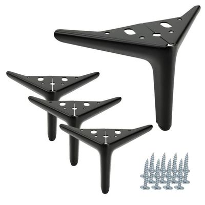 4x Elegant Anchor møbelben, matsort, højde 12 cm