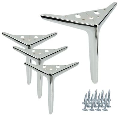 4x Elegant Anchor møbelben, sølvkrom, højde 18 cm