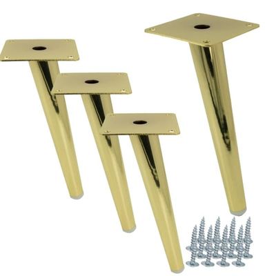 x Møbelben, skrå stift, lys guld, højde 20 cm