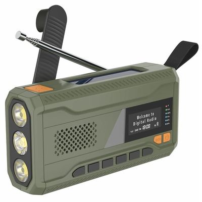 Solar Power Håndsving DAB FM Radio Lommelygte 4500mAh Power Bank