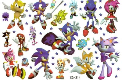 Sonic – 17 midlertidige barnetatoveringer med fargerike motiver