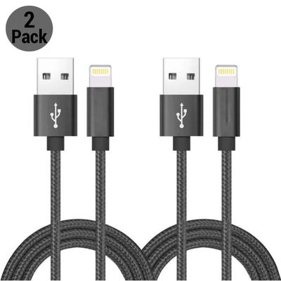 2-Pack 3 metrin salama iPhone-latauskaapeli musta