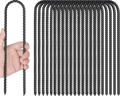 OBOSOE Markspik i galvaniserat stål – 12 tum U-formade armeringsjärn för tält, staket och trampolin