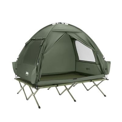 SoBuy Camping Telt til 2 Personer – Med Feltseng, 2-i-1 Telt | 193x145x185cm Grøn OGS32-II-L-GR