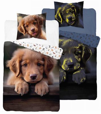 Sengetøj Lyser i mørket 160x200 Brun hund