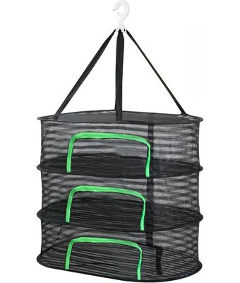 Lollanda Hängtorknät 3/4 Lager 40x60cm, hopfällbart torknät trädgård, multifunktionellt torknät – Dragkedja, för växter, frön och fisk