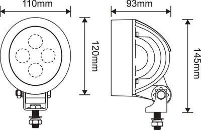 LED-arbetslampa för John Deere, Fendt, rund 40W 3800lm 10/30V diffust ljus 4 LED Kramp LA10416
