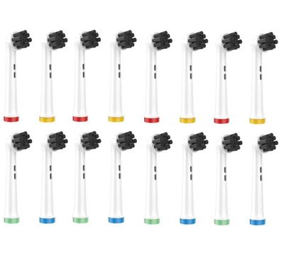 16-Pack erstatning tannbørstehoder Bamboo Charcoal Clean Flerfarget Oral-B D4510, D12013, D12013W, D12523, D17525, D18