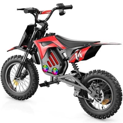 iScooter A14 elektrisk motorcykel för barn 500W, 36V 5.2Ah batteri, topphastighet 27km/h, räckvidd 19-22km, 14 tum allterrainsdäck, LED-skärm
