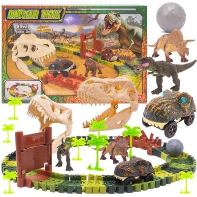 Racerbana för barn, Dinosaurie, 86 delar, Dinosaurier, Bil, Sun Baby