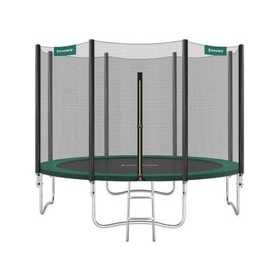 Trampolin – Med sikkerhedsnet og stige – Sort-grøn
