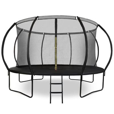 Stor studsmatta HyperMotion 430 cm (14FT) med säkerhetsnät & stege – för trädgård & inomhus – maxvikt 150 kg