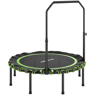 Fitness-trampolin med justerbart håndtag, inde/ude, grøn