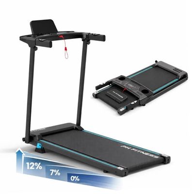 PH Fitness SmartRun Löpband – 1–12 km/h, 3.0 HK Motor, 12 Program, Pulssensor, Bluetooth FitShow App, Högtalare, Hopfällbart Löpband för Hemmet