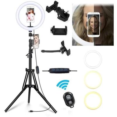 Selfie Lampa LED Ring Light med Ställbart Stativ 50 - 216 cm + Extrafäste för Mobiltelefon + Fjärrkontroll