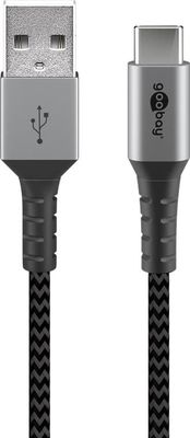 USB-C™ til USB-A tekstilkabel med metalstik 0,5 m