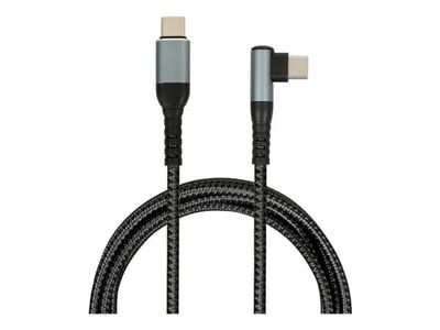 iBOX - USB-kabel - USB-C (hane) rak till USB-C (hane) vinklad - USB 2.0 - 20 V - 5 A - 2 m - USB-strömförsörjning (100W) - grå, svart