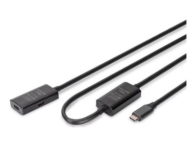 DIGITUS - USB-förlängningskabel - USB-C (hane) till USB-C (hona) - USB 3.1 - 5 V - 10 m - svart