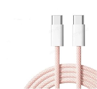NÖRDIC 2m USB 2.0 USB-C-C-kaapeli iPhone 15/15 Pro/15 Plus/15 Pro Max 3A 480Mbps 60W pinkki