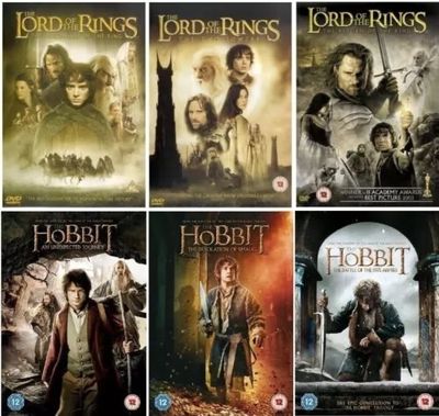 LORD OF THE RINGS + HOBBIT TRILOGY DVD 6 MOVIE FILM COLLECTION Release Region 2 Brand New