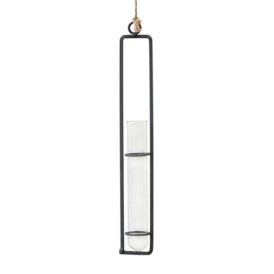 Hengende glassvase med stålramme