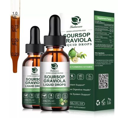 100% Pure Graviola Soursop Liquid Drops 1000mg Fruit & Leaf Herbal Extract