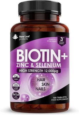 Biotin Hair Growth Vitamins 12000mcg Enriched with Zinc & Selenium 180 Tablets