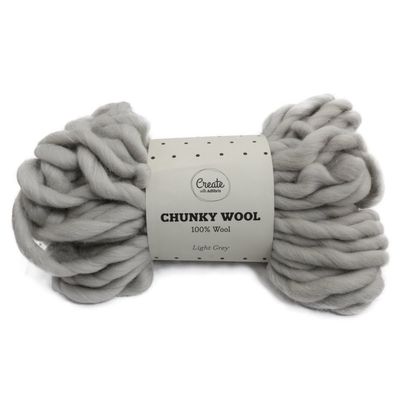 Chunky Wool Garn 200 g Light Grey A135 Adlibris
